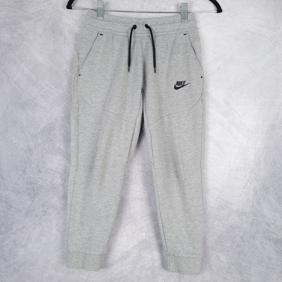 Nike Tech Fleece Joggers Boys Youth Small Gray Pockets Drawstring Sweatpants - Picture 1 of 16